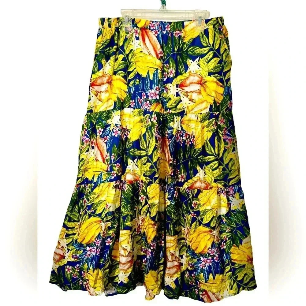 Rachel Roy floral tiered maxi skirt sz M NWT #004